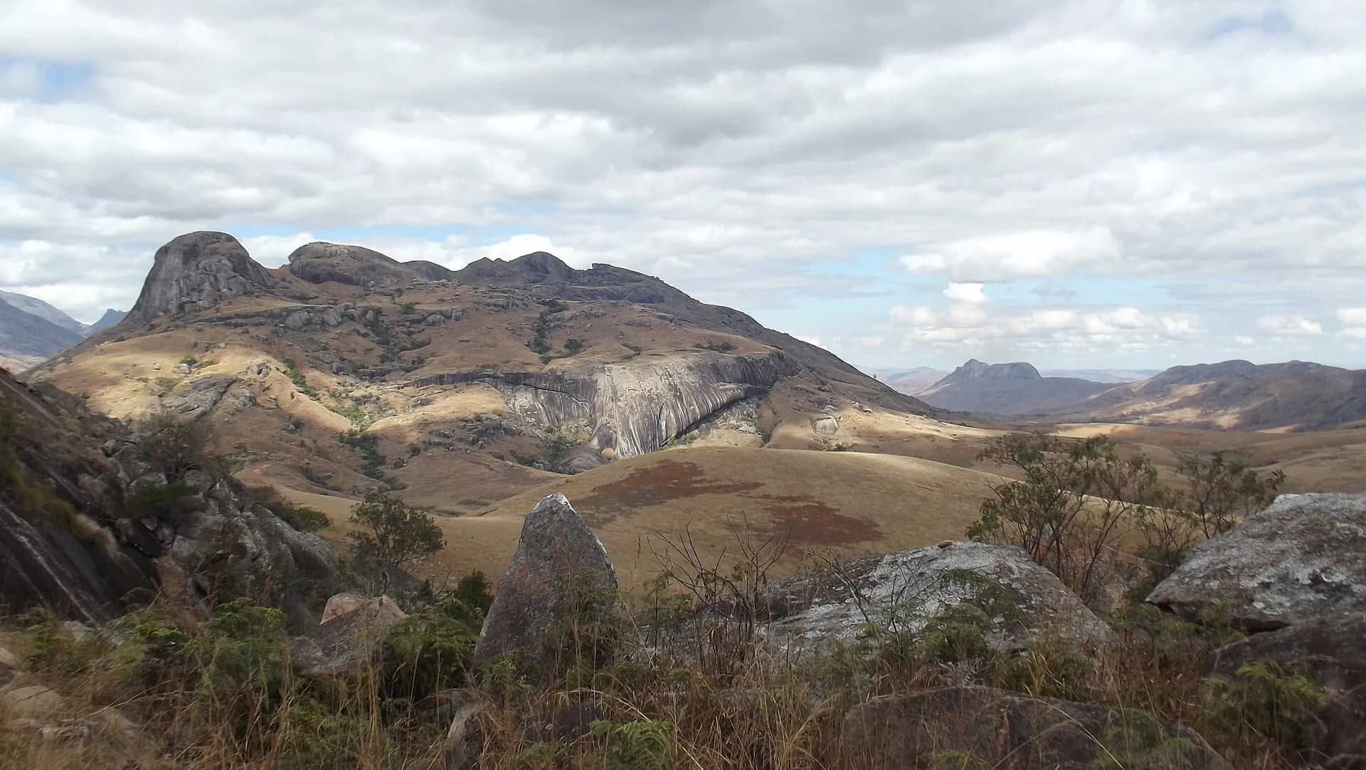 Granite peaks and dry grassland in the Tsaranoro valley near Ambalavao